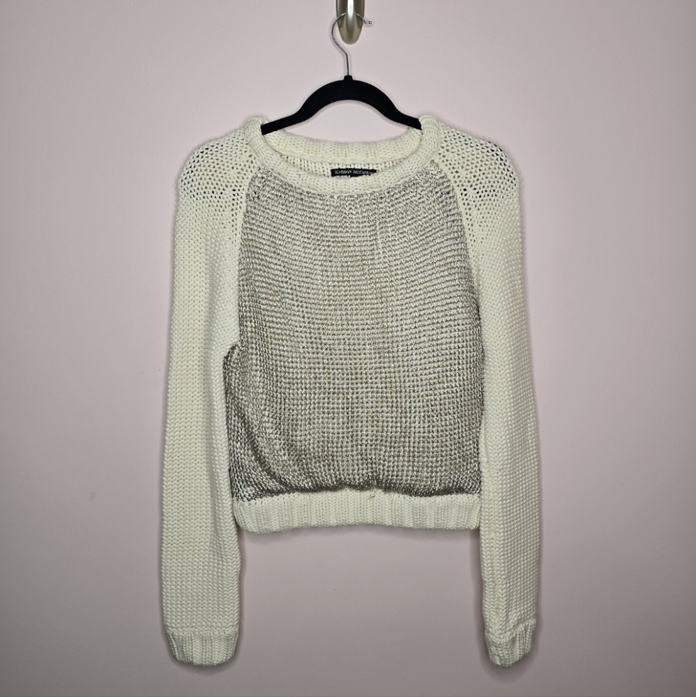 KATHRYN MCCARRON knit metallic sweater in cream